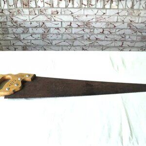 Stanley Handsaw Vintage Wooden Handle 26" Blade Made in the USA Professional